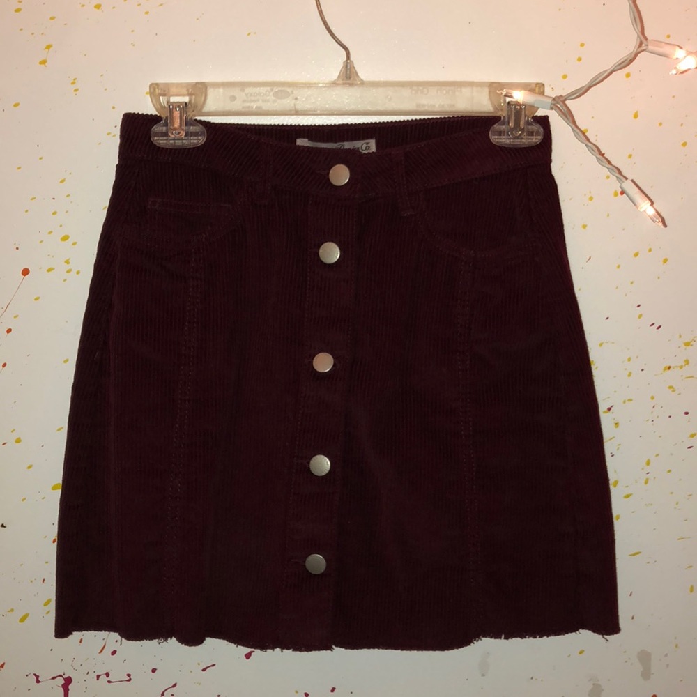 burgundy button down skirt ( never worn)